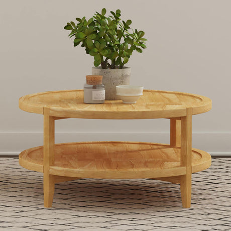  Coaster Furniture Camillo 709698 Round Solid Wood Coffee Table - Maple Brown IMAGE 6