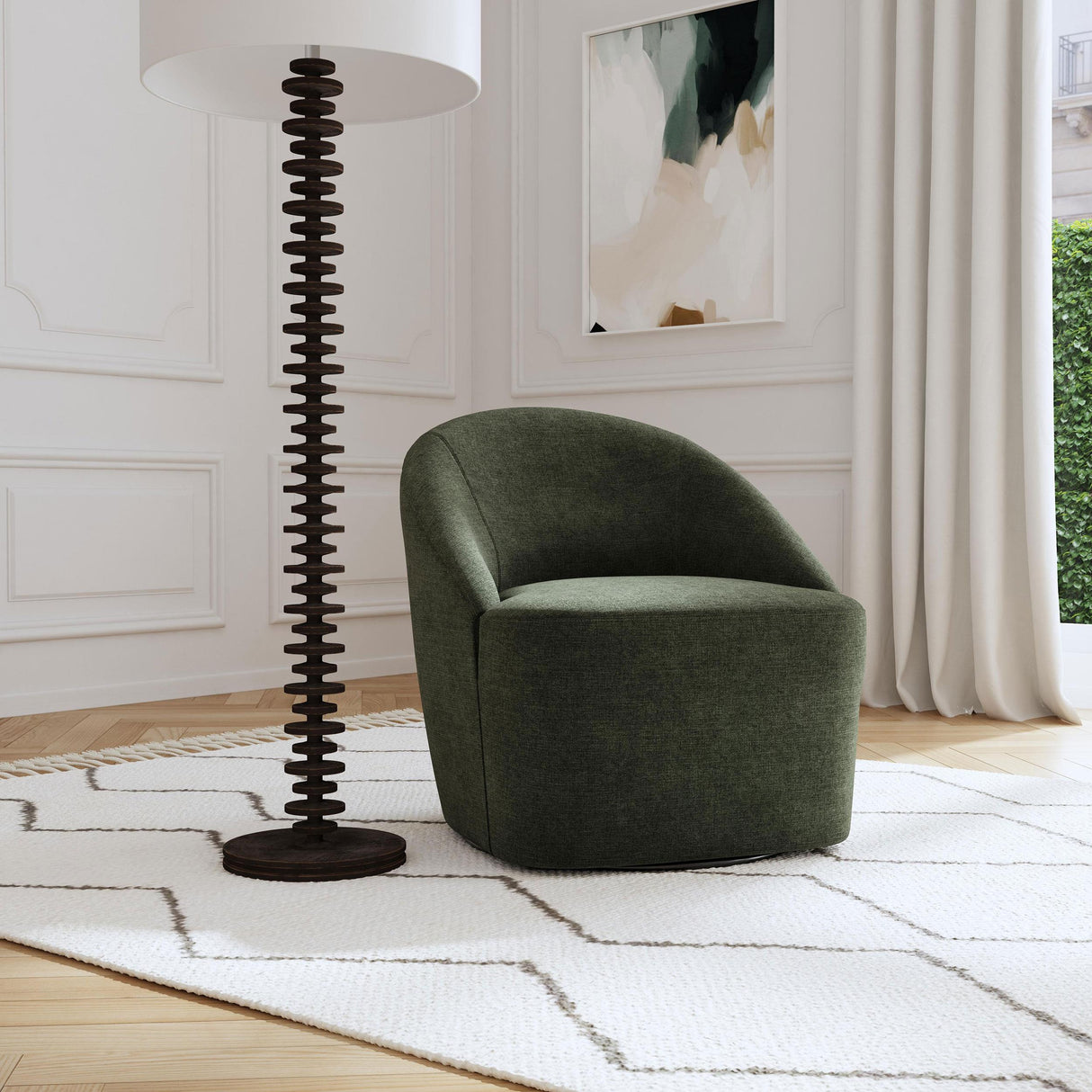  Coaster Furniture Leon 903075 Upholstered Barrel Accent Swivel Chair - Hunter Green IMAGE 9