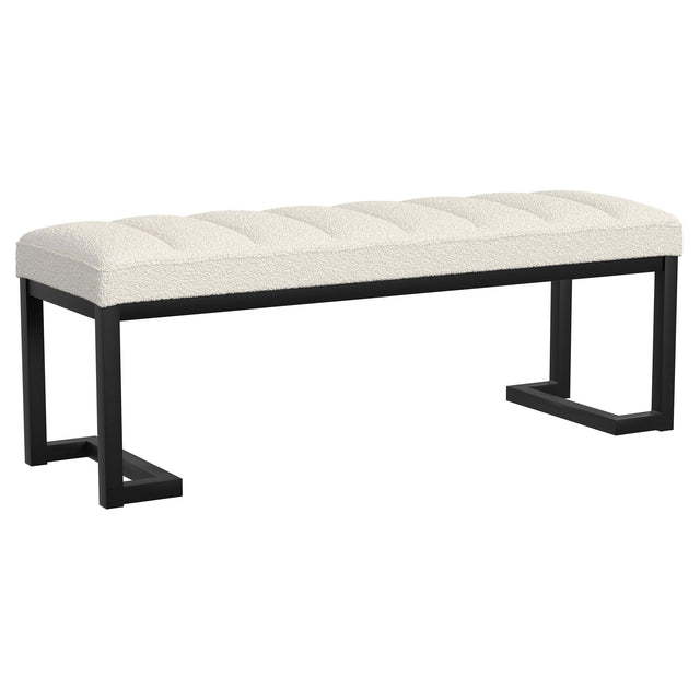  Coaster Furniture Mesa 907514 Boucle Upholstered Tufted Accent Bench - Vanilla IMAGE 1
