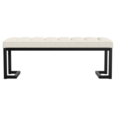  Coaster Furniture Mesa 907514 Boucle Upholstered Tufted Accent Bench - Vanilla IMAGE 2
