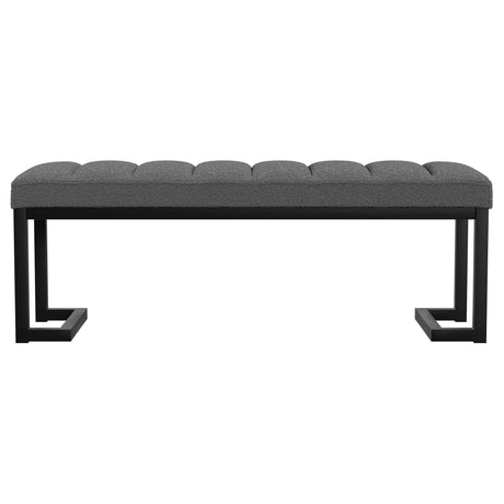  Coaster Furniture Mesa 907516 Boucle Upholstered Tufted Accent Bench - Charcoal IMAGE 2