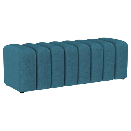  Coaster Furniture Summer 910293 Fabric Upholstered Tufted Accent Bench - Peacock Blue IMAGE 1