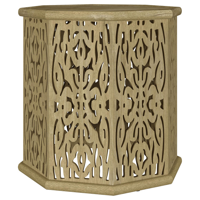  Coaster Furniture Torres 931148 Octagonal Solid Mango Wood Side Table - Natural Brown IMAGE 1