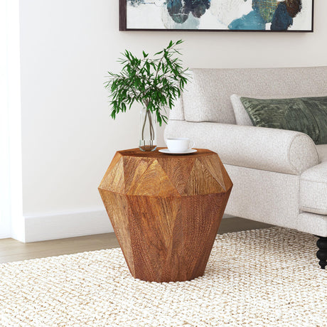  Coaster Furniture Jacinto 931158 Octagonal Solid Mango Wood Side Table - Natural Brown IMAGE 3