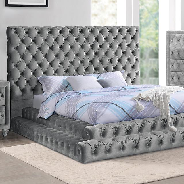  Furniture of America Stefania CM7227GY-EK King Bed IMAGE 1