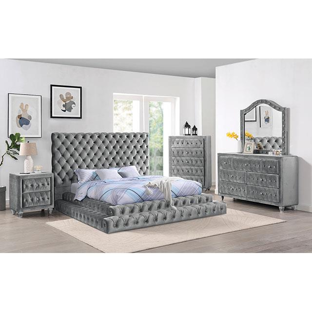  Furniture of America Stefania CM7227GY-EK King Bed IMAGE 2