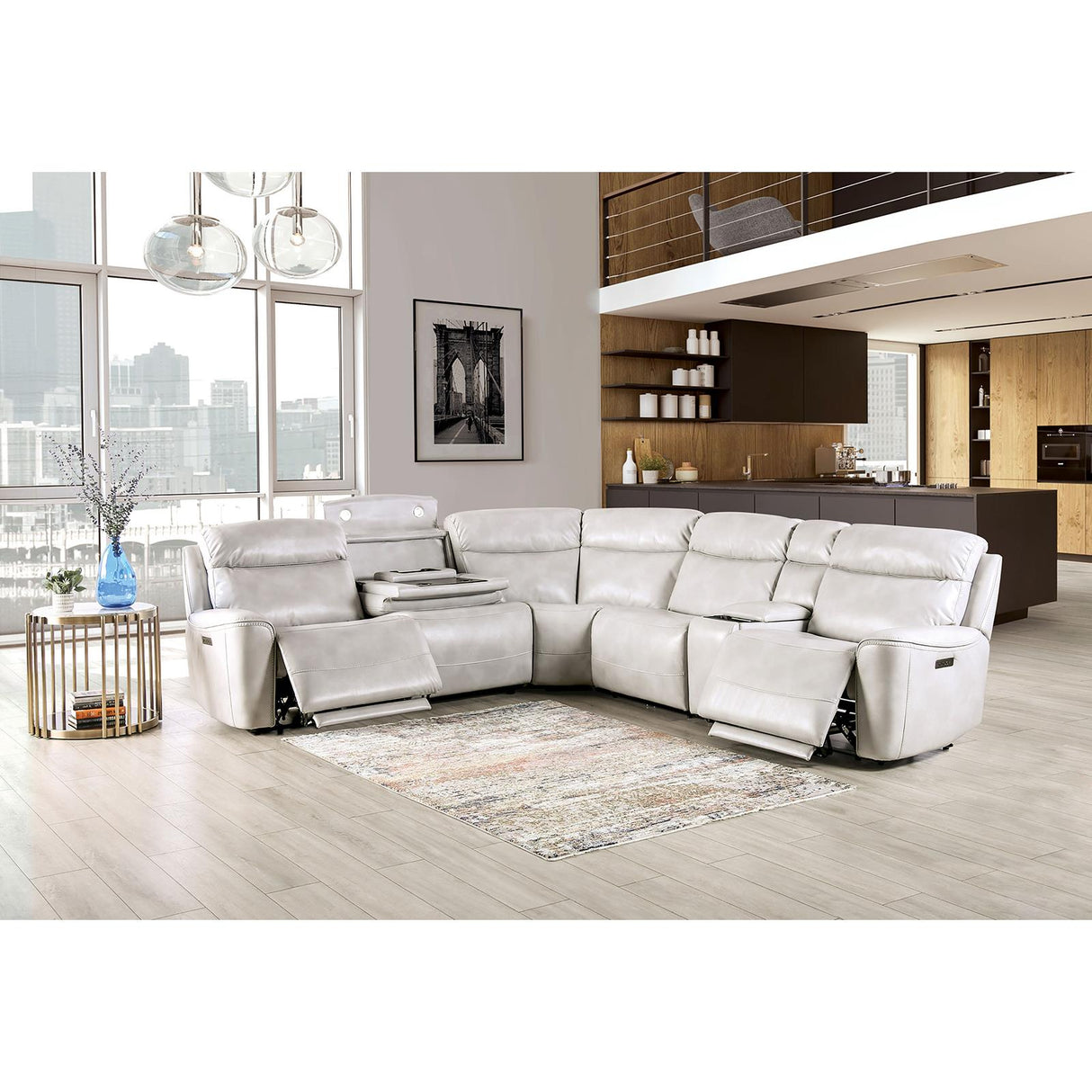  Furniture of America Edmondus CM9923FG-SECT-PM Power Sectional IMAGE 2