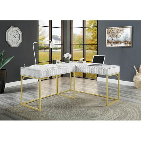  Furniture of America Freiburg CM-DK406WH-PK Corner Desk IMAGE 3