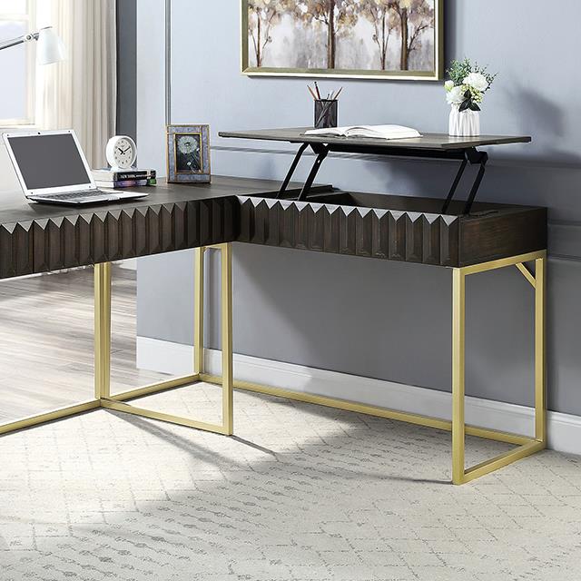  Furniture of America Freiburg CM-DK406WN-PK Corner Desk IMAGE 1