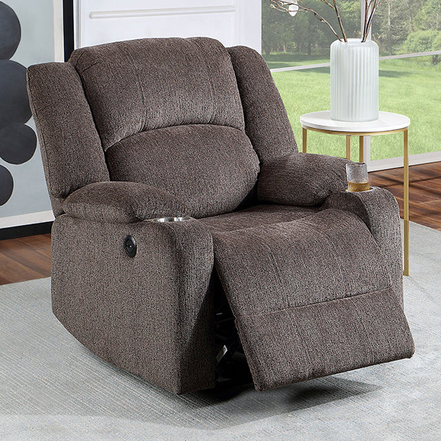  Furniture of America Hadrian CM-RC6749BR Power Recliner IMAGE 1