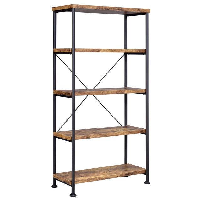 Analiese 4-shelf Bookcase Antique Nutmeg image