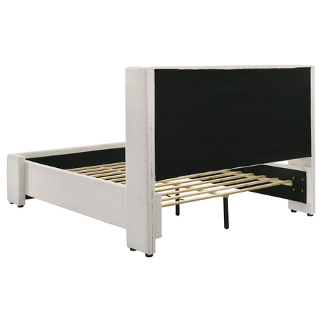  Coaster Furniture Alamosa 310078Q Boucle Upholstered Queen Wingback Bed - White IMAGE 4