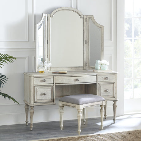  Steve Silver Furniture Highland Park HP900VBWDM Vanity Mirror Bench Set IMAGE 1