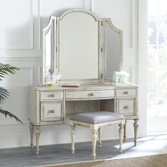 Steve Silver Furniture Highland Park HP900VBWDM Vanity Mirror Bench Set IMAGE 1