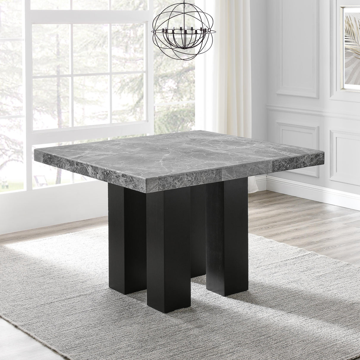  Steve Silver Furniture Camila CM540PTGPB Square Gray Marble Top Table IMAGE 2