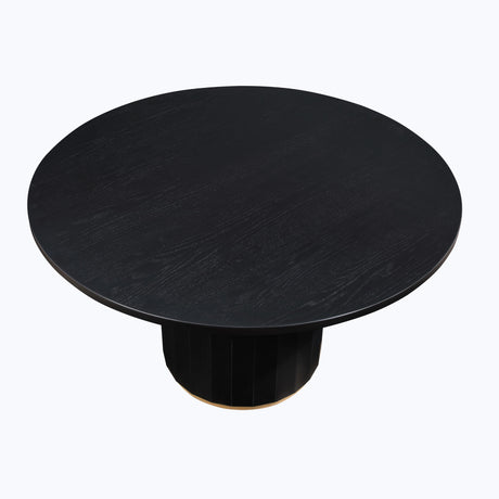  Steve Silver Furniture Magnolia MM520KTTTB 52in Round Table Black w Gold IMAGE 2