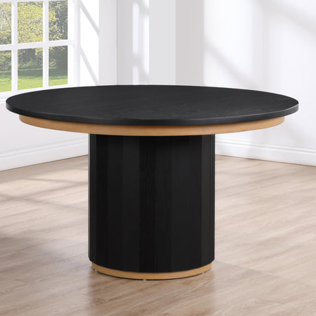  Steve Silver Furniture Magnolia MM520KTTTB 52in Round Table Black w Gold IMAGE 3