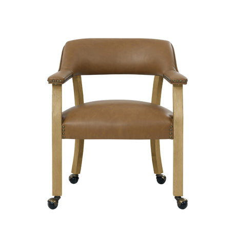  Steve Silver Furniture Rylie RL500ACN Dining Camel PU Arm Chair w/Caster IMAGE 1