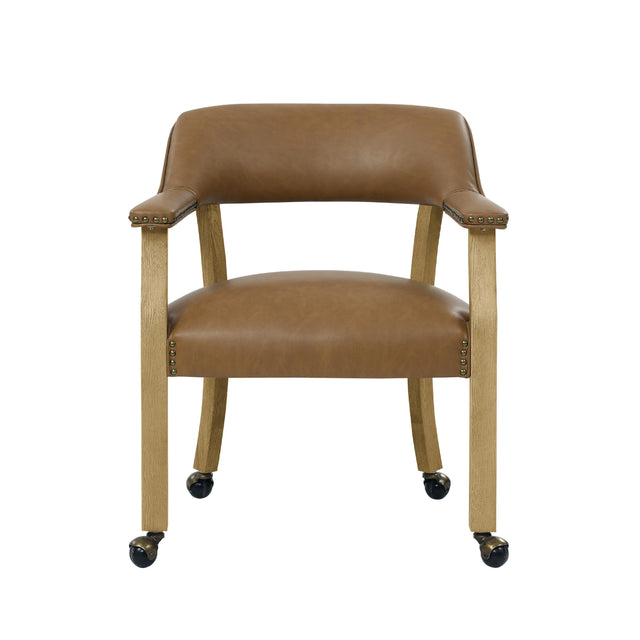  Steve Silver Furniture Rylie RL500ACN Dining Camel PU Arm Chair w/Caster IMAGE 1