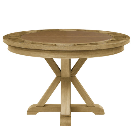  Steve Silver Furniture Rylie RL500-DB-TT-GT Dining Table with Game Top Natural IMAGE 1