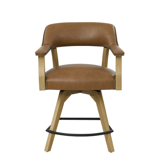  Steve Silver Furniture Rylie RL600ACCN Swivel Counter Camel PU Arm Chair IMAGE 1