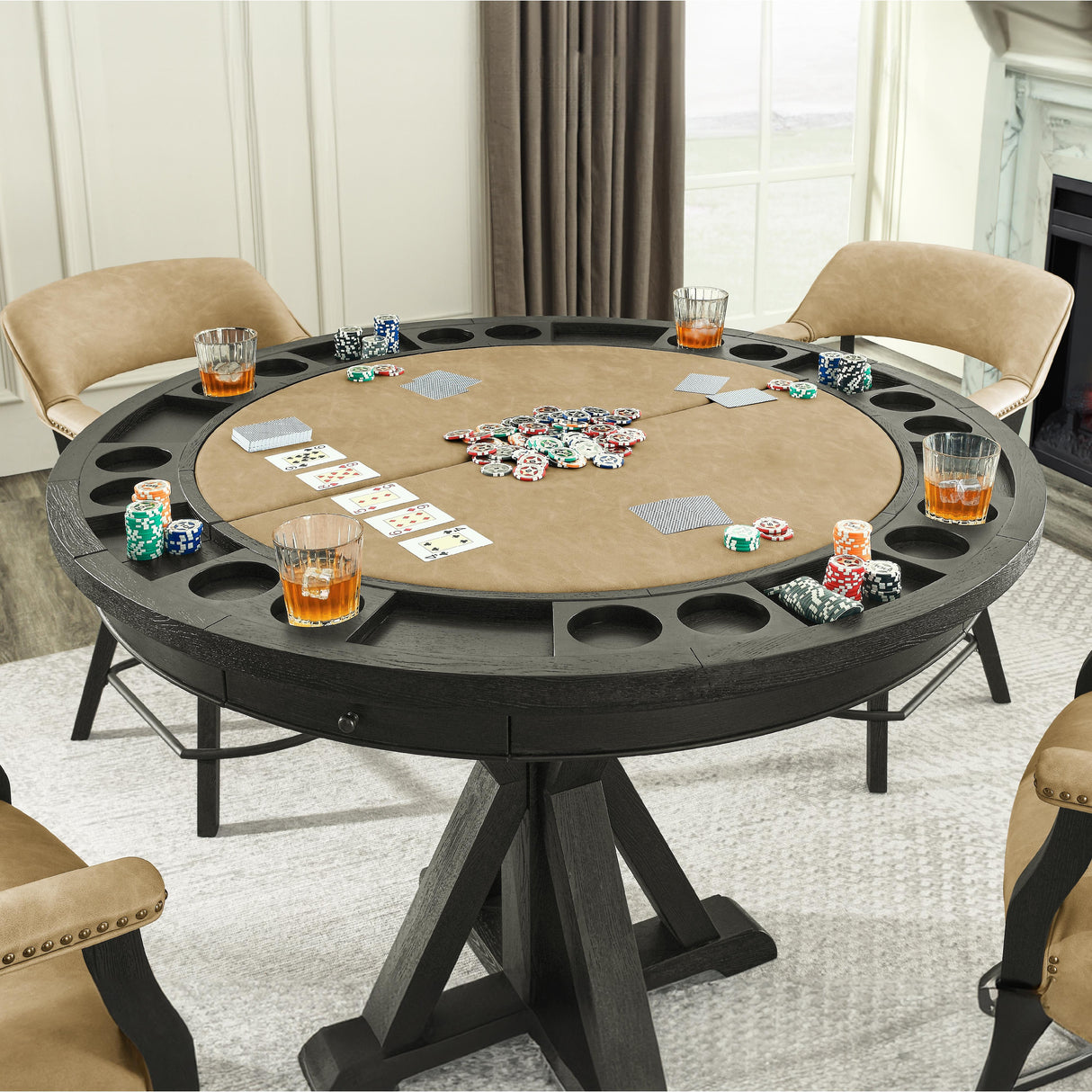  Steve Silver Furniture Rylie RL600K-PB-TT-GT Counter Table with Game Top, Black IMAGE 2
