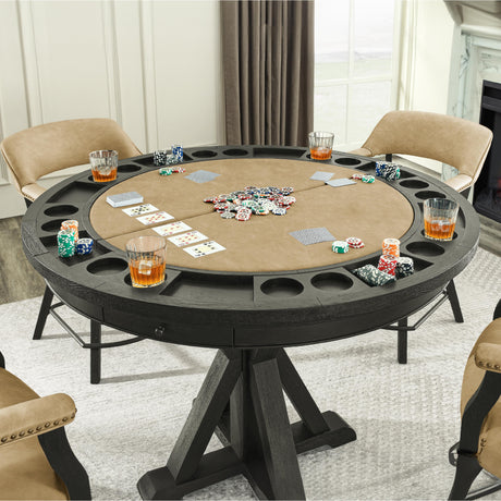  Steve Silver Furniture Rylie RL600K-PB-TT-GT Counter Table with Game Top, Black IMAGE 2