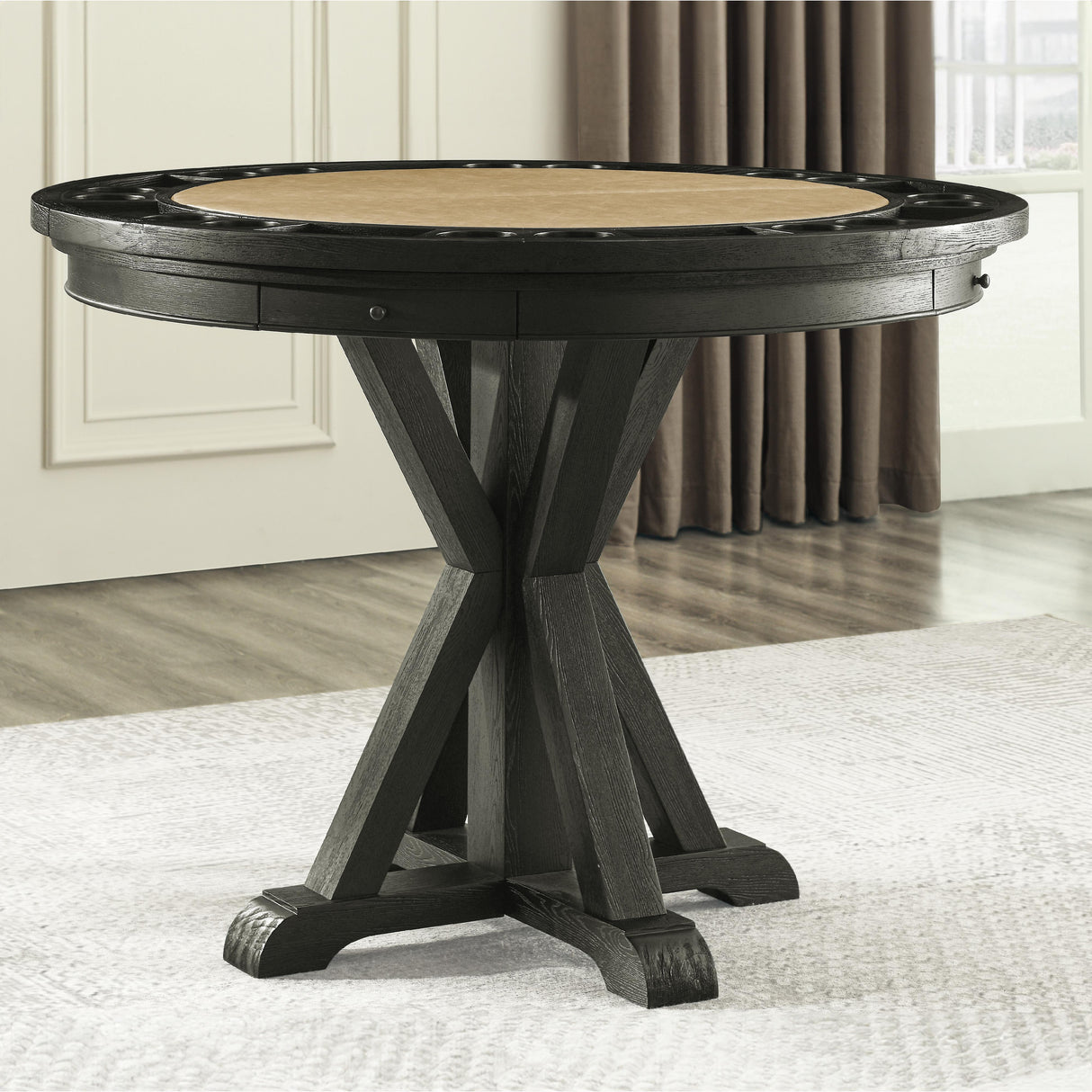  Steve Silver Furniture Rylie RL600K-PB-TT-GT Counter Table with Game Top, Black IMAGE 3