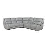  Steve Silver Furniture Alexandria ALX70629 Leather 5 pc Power Sec, Stone IMAGE 1