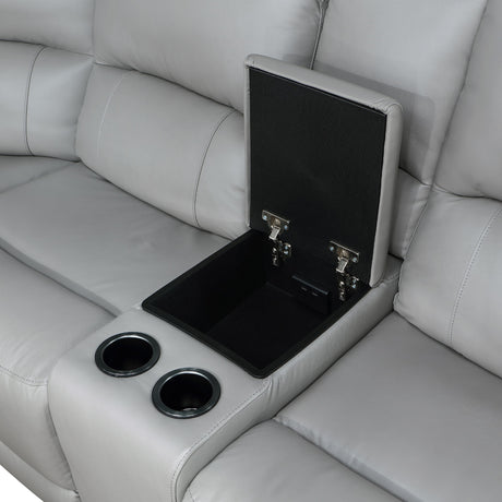  Steve Silver Furniture Alexandria ALX70629 Leather 5 pc Power Sec, Stone IMAGE 2