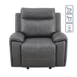  Steve Silver Furniture Gaston GAS800GC Manual Chair Grey w/ Glider IMAGE 1