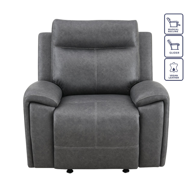  Steve Silver Furniture Gaston GAS800GC Manual Chair Grey w/ Glider IMAGE 1