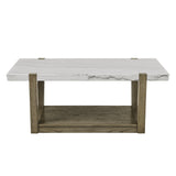  Steve Silver Furniture Perth ER100C White Marble Top Cocktail Table IMAGE 1