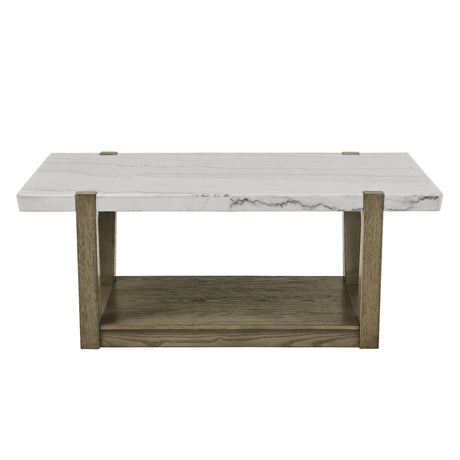  Steve Silver Furniture Perth ER100C White Marble Top Cocktail Table IMAGE 1