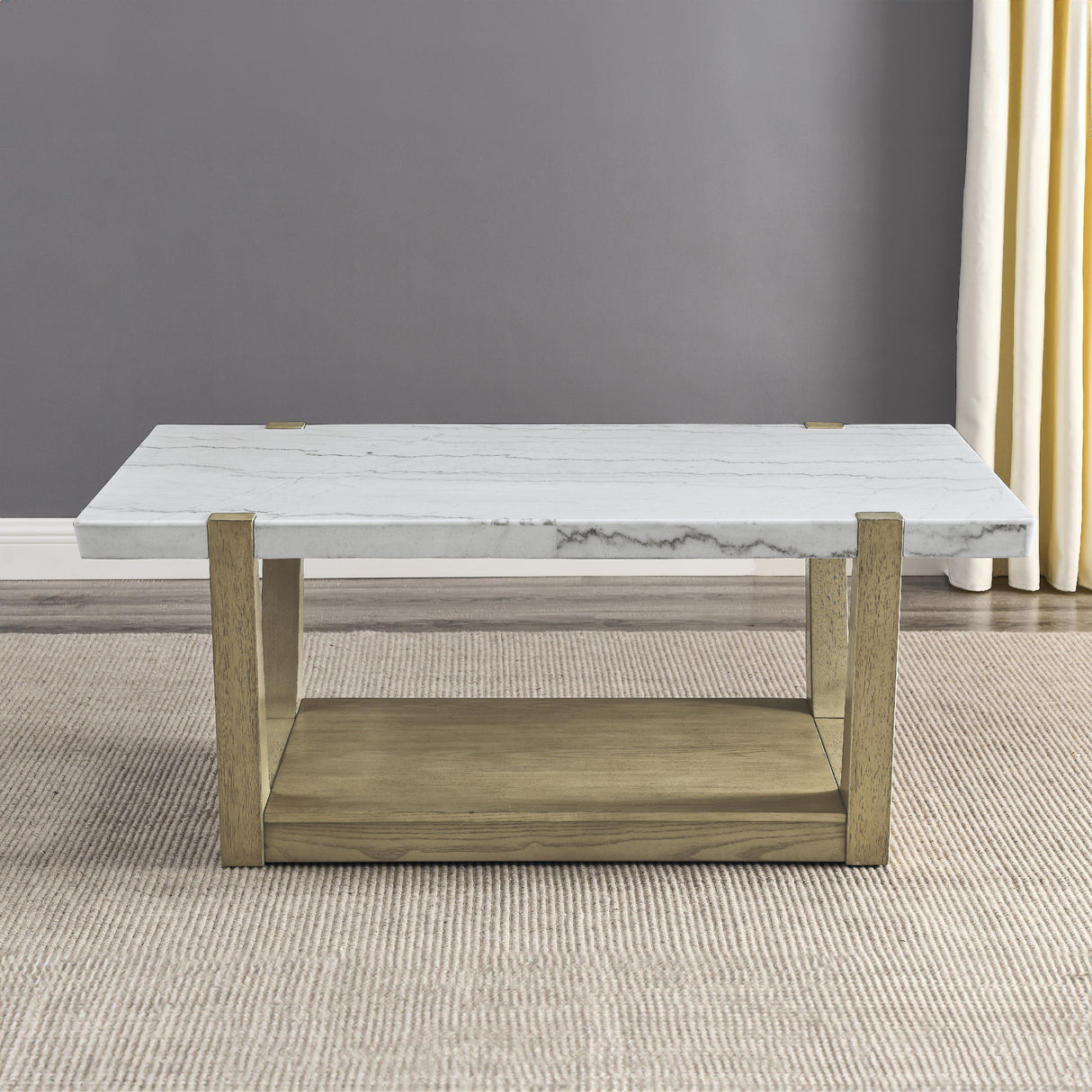  Steve Silver Furniture Perth ER100C White Marble Top Cocktail Table IMAGE 3