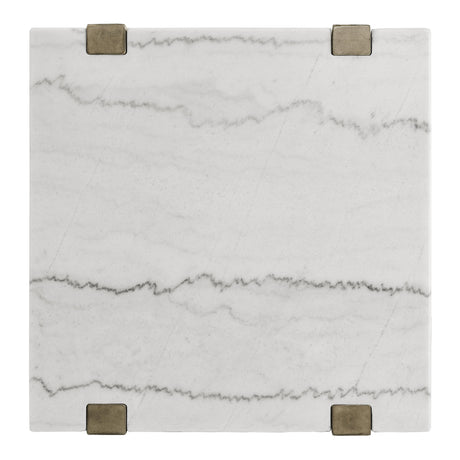  Steve Silver Furniture Perth ER100E White Marble Top Square End Table IMAGE 2