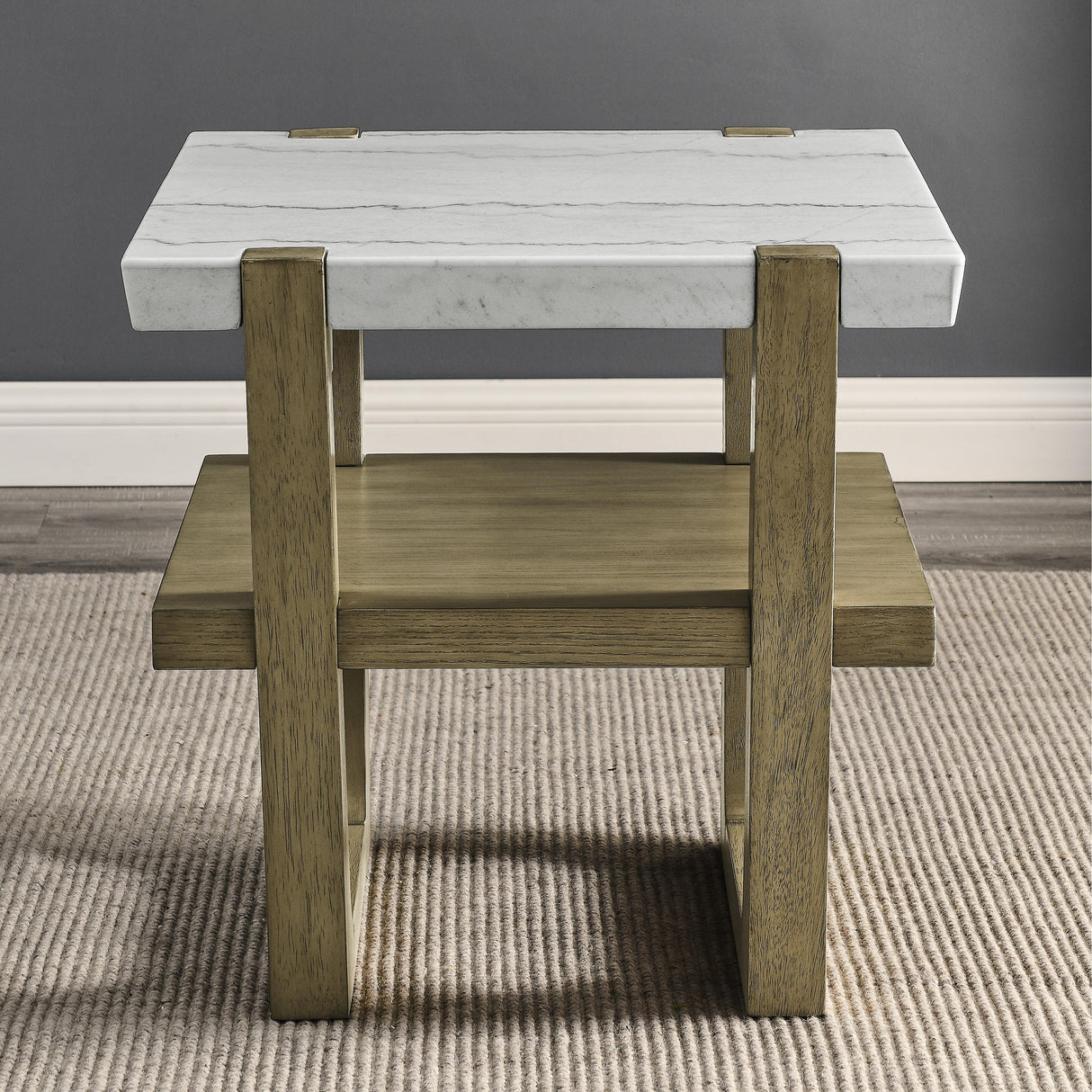  Steve Silver Furniture Perth ER100E White Marble Top Square End Table IMAGE 3