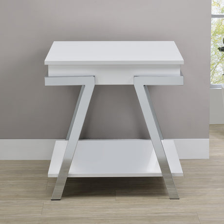  Steve Silver Furniture Zena ZN300WE White Square End Table IMAGE 3