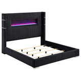  Coaster Furniture Tisdall 306031KE Upholstered Eastern King Flame Visualizer Bed - Black IMAGE 2