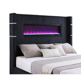  Coaster Furniture Tisdall 306031KE Upholstered Eastern King Flame Visualizer Bed - Black IMAGE 5