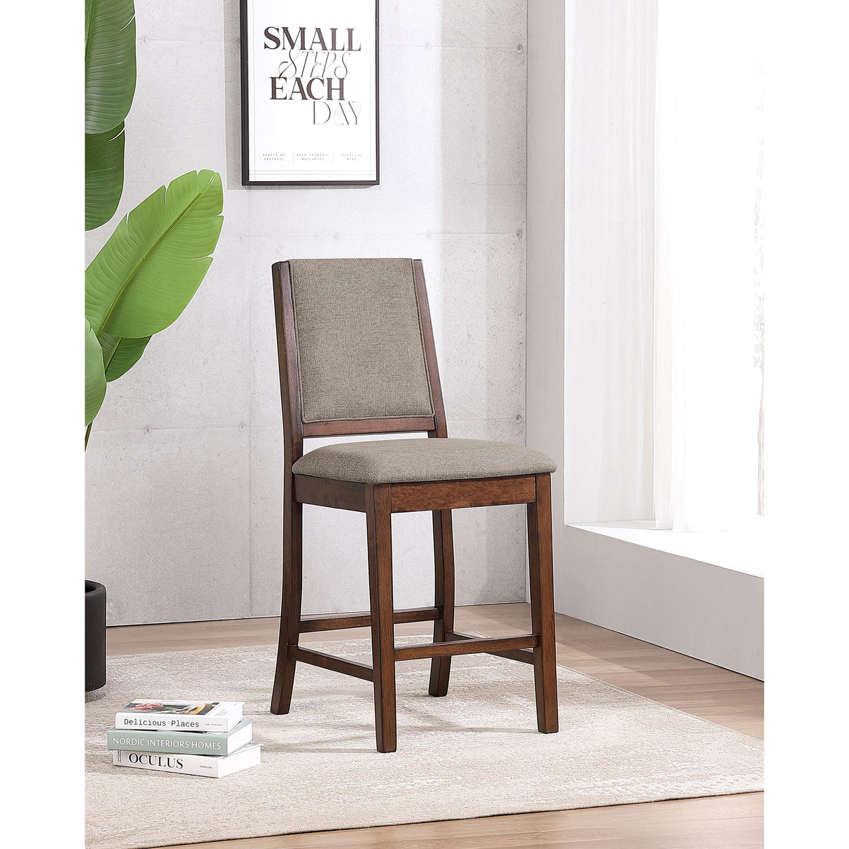  Coaster Furniture Patterson 108889 Upholstered Counter Chair - Mango Oak IMAGE 2