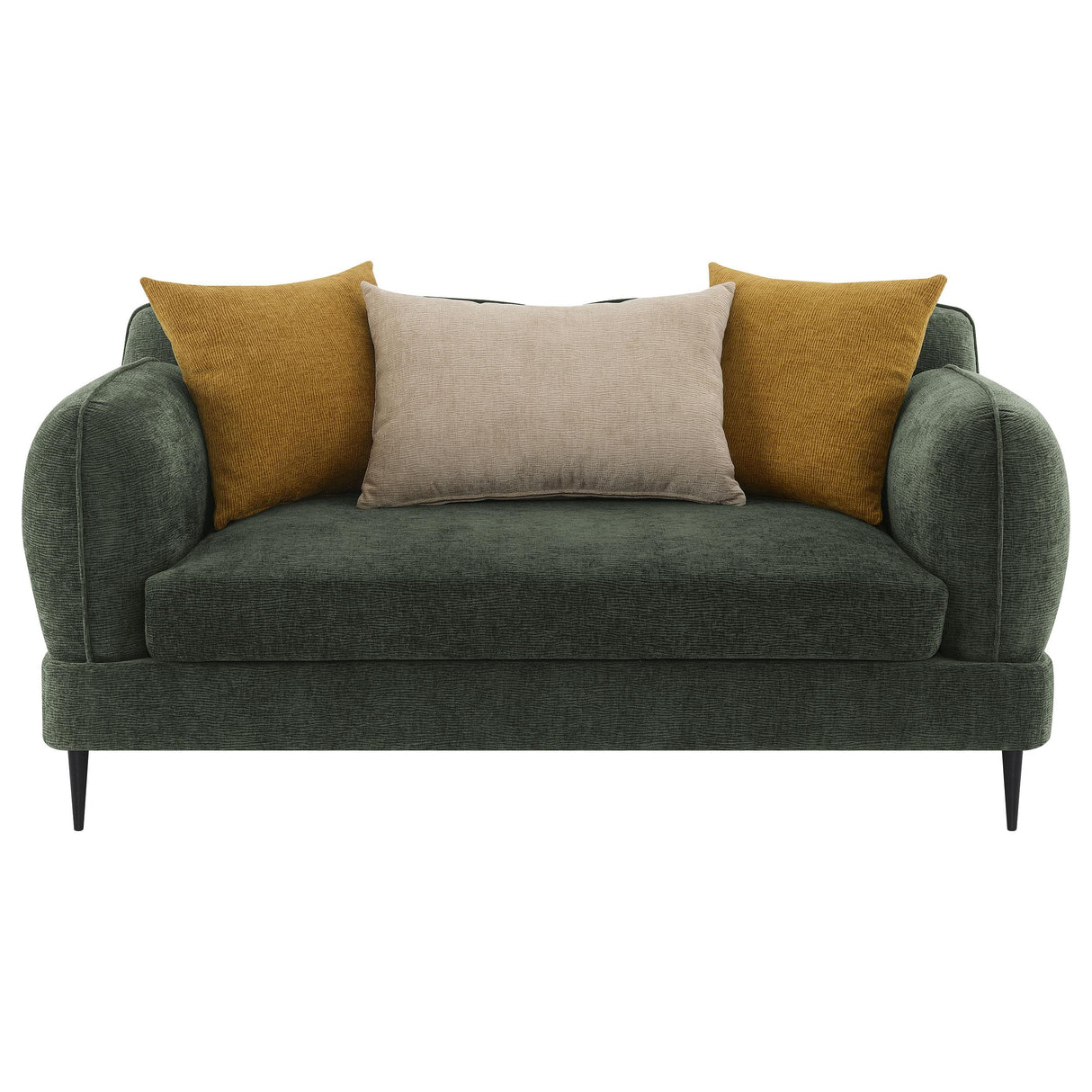  Coaster Furniture Jade 509132 Chenille Upholstered Modern Track Arm Loveseat - Green IMAGE 2