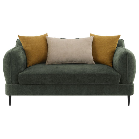  Coaster Furniture Jade 509132 Chenille Upholstered Modern Track Arm Loveseat - Green IMAGE 2
