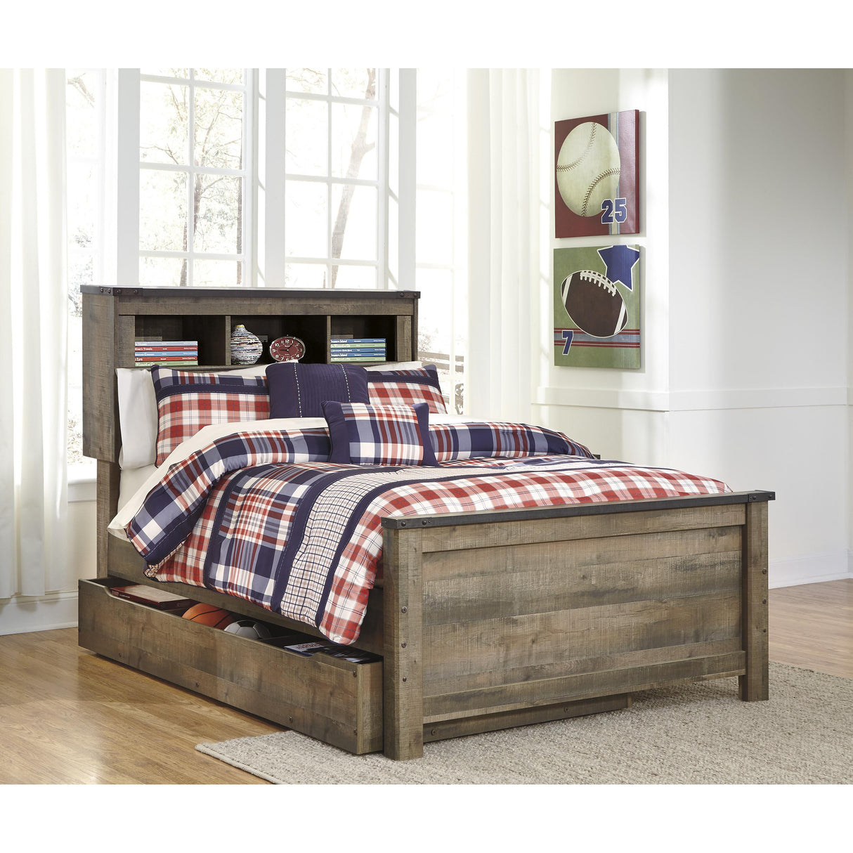  Signature Design by Ashley Trinell B446B91 Full Bookcase Bed with Storage IMAGE 2