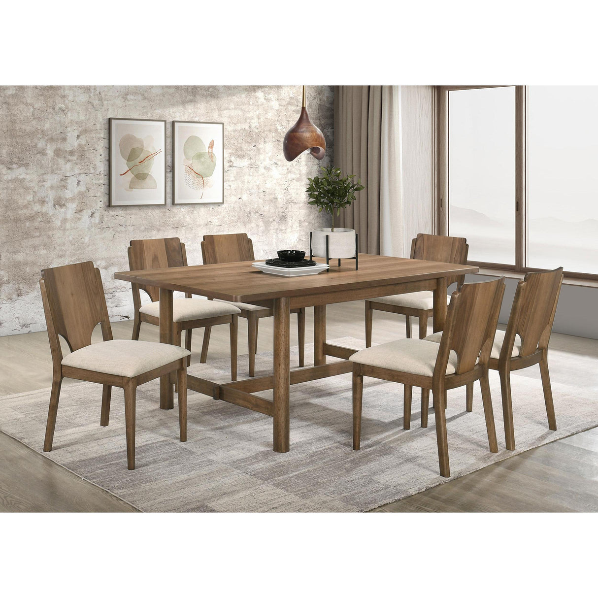  Coaster Furniture Crestmore 108571 71-inch Rectangular Wood Dining Table - Walnut IMAGE 6