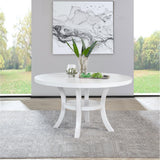  Coaster Furniture Judd 109330 54-inch Round Dining Wood Table with Shelf - Pearl White IMAGE 2