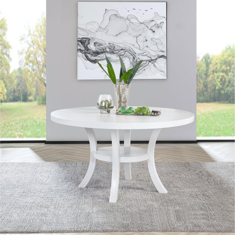  Coaster Furniture Judd 109330 54-inch Round Dining Wood Table with Shelf - Pearl White IMAGE 2
