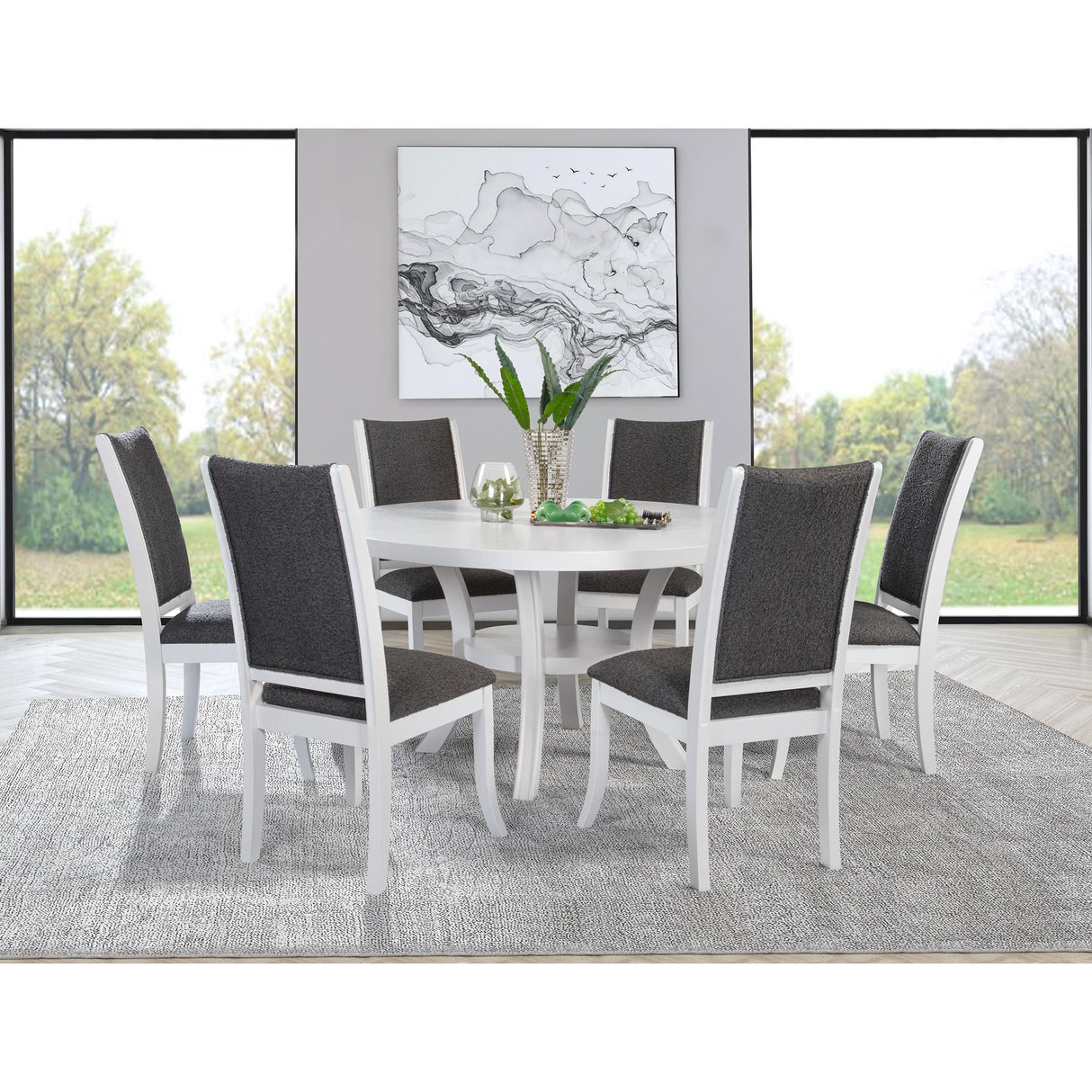  Coaster Furniture Judd 109330 54-inch Round Dining Wood Table with Shelf - Pearl White IMAGE 7