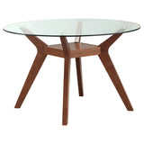  Coaster Furniture Paxton 122180BG Round 48-inch Glass Top Wood Dining Table - Nutmeg IMAGE 1
