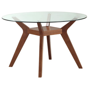  Coaster Furniture Paxton 122180BG Round 48-inch Glass Top Wood Dining Table - Nutmeg IMAGE 1